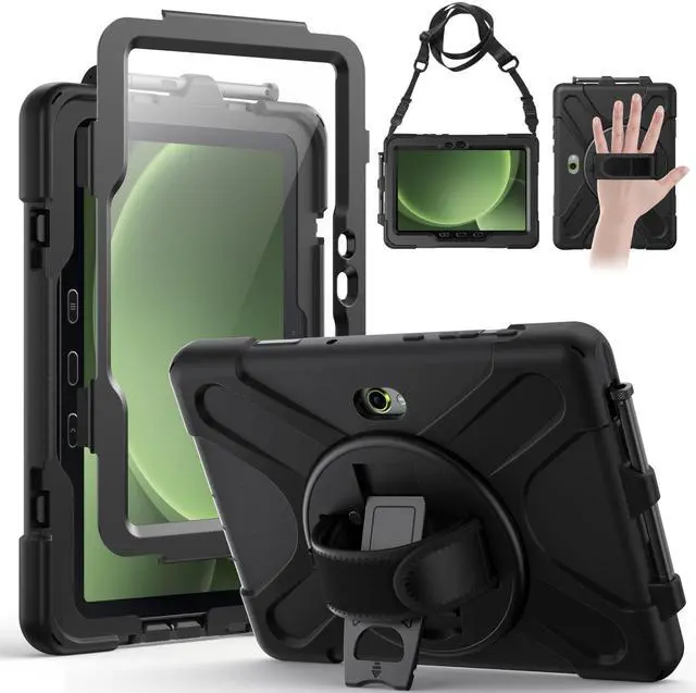 Main image of Case for Samsung Galaxy Tab Active 5Pro 2025/Tab Active4 Pro 2022/Active Pro 2019 10.1", Heavy Duty Shockproof Drop Protection Case with Screen Protector 360° Stand,Hand/Shoulder Strap,Black
