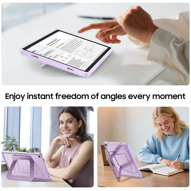 Alt view image 4 of 7 - Shockproof Case for Samsung Galaxy Tab A11+ Plus 11 Inch 2025/ A9+ Plus 2023, Slim Frosted Hard Cover with Multi-Angle Kickstand, Purple