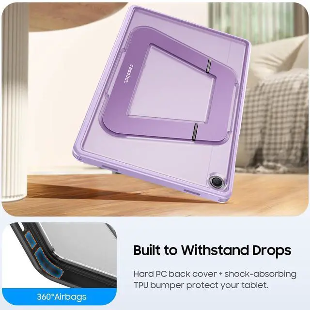 Alt view image 7 of 7 - Shockproof Case for Samsung Galaxy Tab A11+ Plus 11 Inch 2025/ A9+ Plus 2023, Slim Frosted Hard Cover with Multi-Angle Kickstand, Purple
