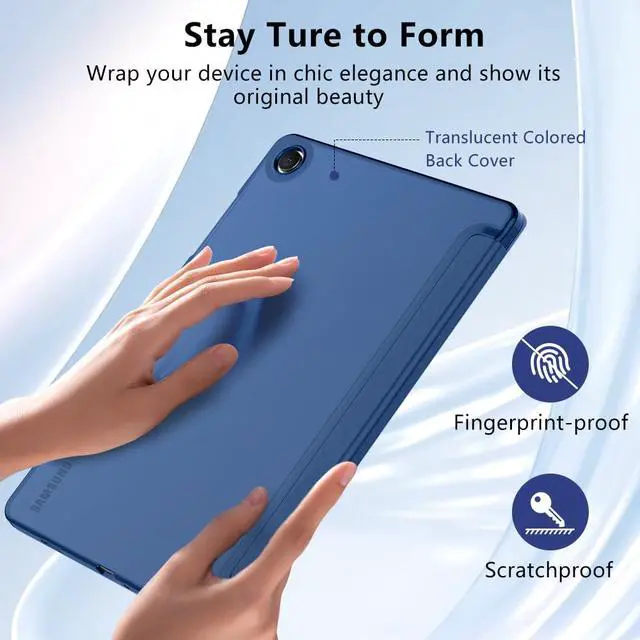 Alt view image 5 of 7 - for Galaxy Tab A9 Plus/A9+ Case 11 inch 2023, Slim Stand Hard PC Translucent Back Shell Smart Cover for Galaxy Tab A9 Plus Tablet SM-X210/X216/X218, Auto Wake/Sleep, Navy Blue