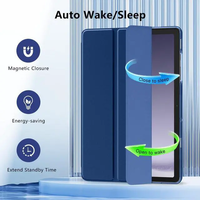 Alt view image 6 of 7 - for Galaxy Tab A9 Plus/A9+ Case 11 inch 2023, Slim Stand Hard PC Translucent Back Shell Smart Cover for Galaxy Tab A9 Plus Tablet SM-X210/X216/X218, Auto Wake/Sleep, Navy Blue