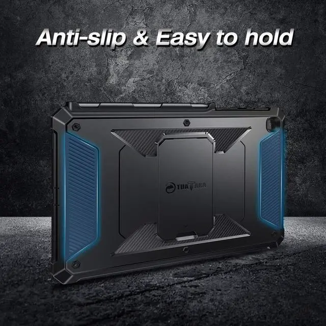 Alt view image 5 of 7 - Shockproof Case for Samsung Galaxy Tab S6 Lite 10.4 Inch 2024/2022/2020, Tuatara Rugged Unibody Hybrid Bumper Kickstand Cover with Built-in Screen Protector, Black