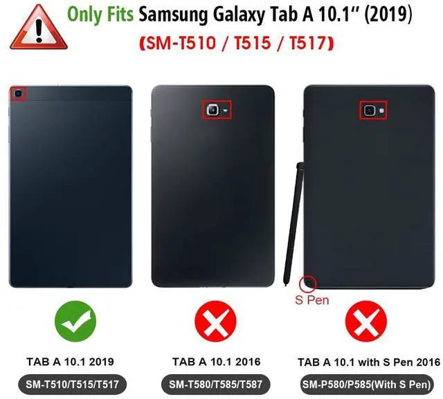 Alt view image 2 of 7 - Shockproof Case for Samsung Galaxy Tab A 10.1 2019 Model SM-T510 / T515 / T517, Tuatara Rugged Unibody Hybrid Full Protective Bumper Kickstand Cover with Built-in Screen Protector, Purple