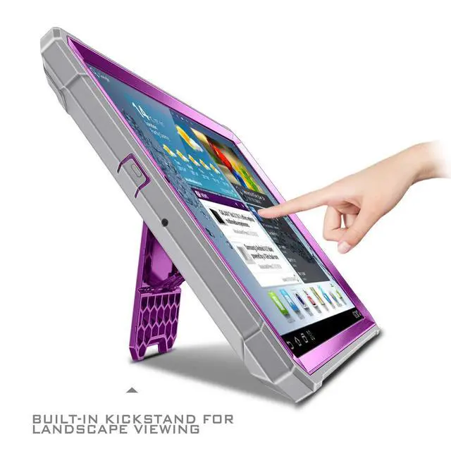 Alt view image 3 of 7 - Shockproof Case for Samsung Galaxy Tab A 10.1 2019 Model SM-T510 / T515 / T517, Tuatara Rugged Unibody Hybrid Full Protective Bumper Kickstand Cover with Built-in Screen Protector, Purple
