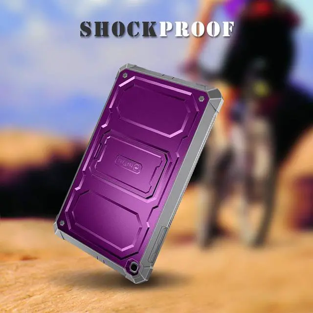 Alt view image 7 of 7 - Shockproof Case for Samsung Galaxy Tab A 10.1 2019 Model SM-T510 / T515 / T517, Tuatara Rugged Unibody Hybrid Full Protective Bumper Kickstand Cover with Built-in Screen Protector, Purple