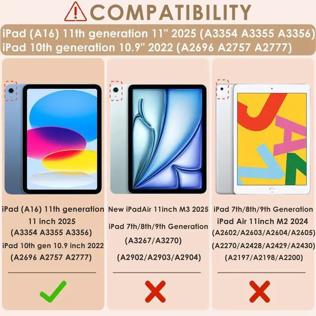 Alt view image 2 of 7 - Silicone Case Compatible with iPad (A16) 11th Generation 11 Inch 2025, for iPad 10th Gen 10.9" Soft Case with Shoulder Strap & Stylus Pen, Multi-Viewing Angles, Dazzling Pink
