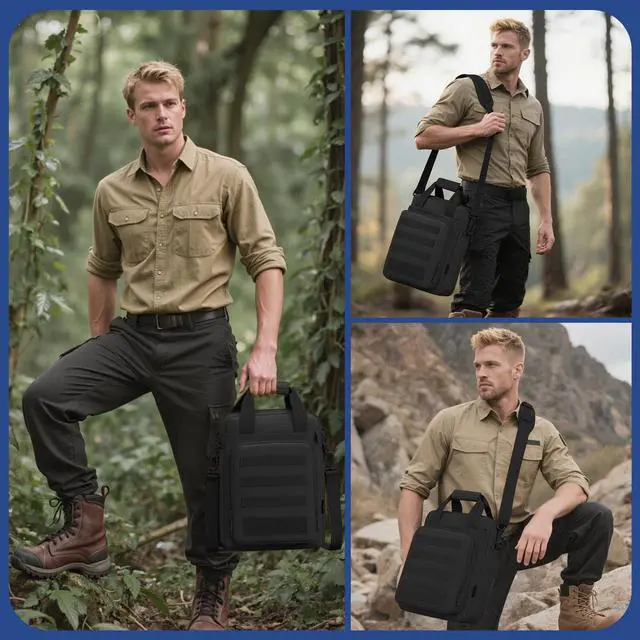 Alt view image 2 of 6 - Tactical Messenger Bag, Tactical Briefcase for Men Tactical Laptop Bag Heavy Duty MOLLE Shoulder Pack Handbag for Men(Black)