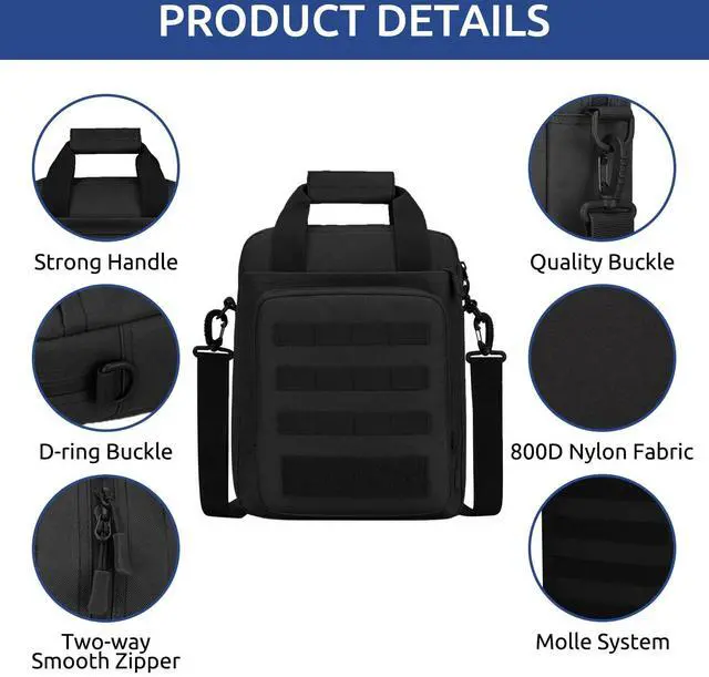 Alt view image 6 of 6 - Tactical Messenger Bag, Tactical Briefcase for Men Tactical Laptop Bag Heavy Duty MOLLE Shoulder Pack Handbag for Men(Black)
