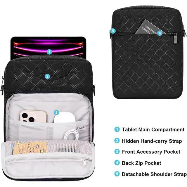 Alt view image 5 of 7 - Tablet Sleeve Bag with Shoulder Strap, Black, 9-11 inch