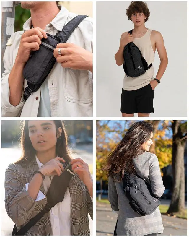 Alt view image 3 of 7 - Crossbody Sling Backpack Sling Bag Travel Hiking Chest Bag Daypack (Black)