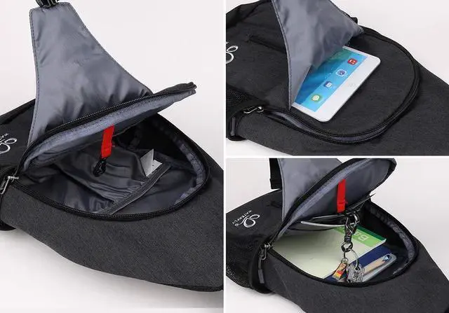 Alt view image 4 of 7 - Crossbody Sling Backpack Sling Bag Travel Hiking Chest Bag Daypack (Black)