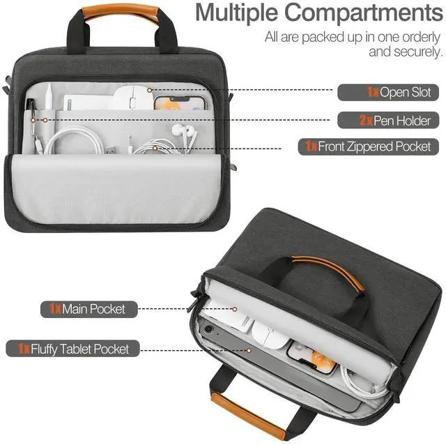 Alt view image 4 of 7 - 9-11 Inch Tablet Sleeve Case, Protective Handle Shoulder Bag Fits New 11inch iPad Air M4 2026/Pro M5/M4, iPad A16 2025, 10th/Air 5/4th 10.9, iPad 9/8/7th 10.2, Tab S8/S9 11, Black & Gray