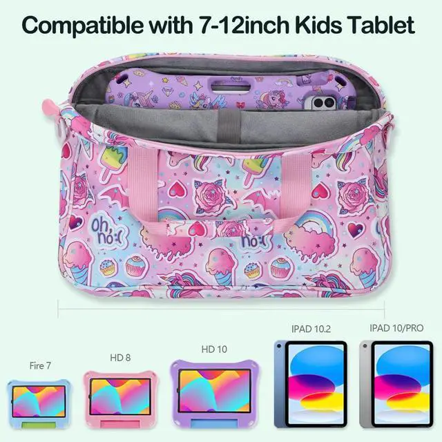 Alt view image 3 of 7 - Kids Tablet Bag for Boy Girls Unicorn Tablet Sleeve Carrying Case with Handle Shoulder Strap 13 inch Tablet Travel Bag briefcase for iPad 11 10.2 iPad 10th 10.9 Air HD 10 HD 8 Kid Pro tablet