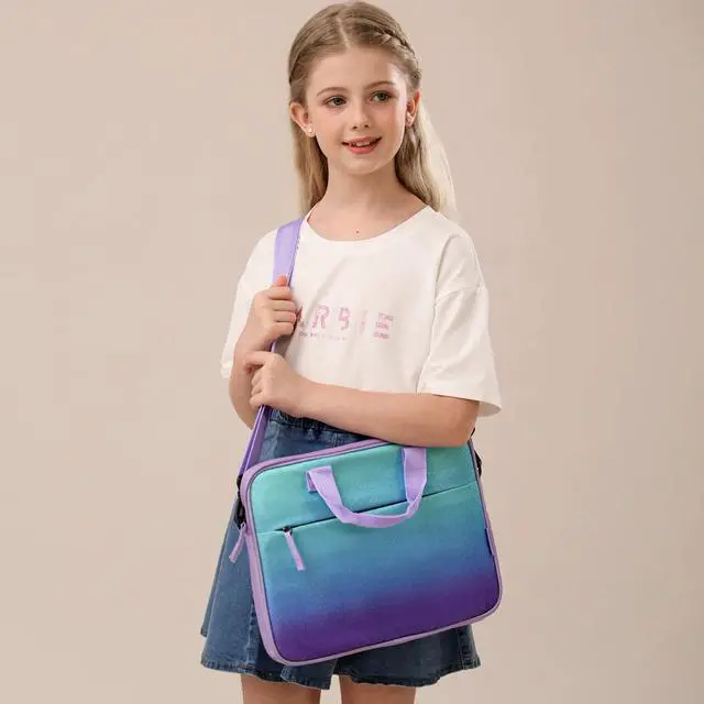 Alt view image 2 of 7 - Kids Tablet Bag Fire HD 8 10 Tablet Carrying Case, Kids Tablet Sleeve for iPad & Kindle Edition & Chromebook 12.5 Inch, Rainbow Pink