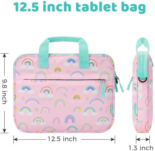 Alt view image 6 of 7 - Kids Tablet Bag Fire HD 8 10 Tablet Carrying Case, Kids Tablet Sleeve for iPad & Kindle Edition & Chromebook 12.5 Inch, Rainbow Pink
