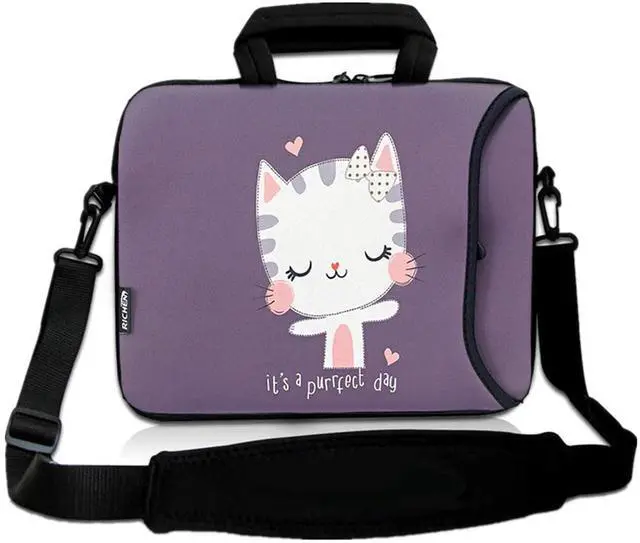 Main image of 10 inch Messenger Bag Carrying Case Sleeve with Handle Accessory Pocket Fits 7 to 10-Inch Laptops/Notebook/ebooks/Kids Tablet/Pad (7-10.2 inch, Cute Cat)