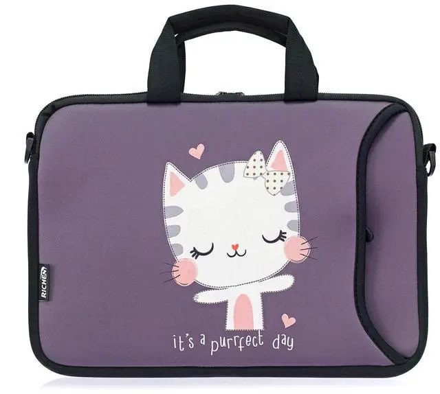 Alt view image 4 of 7 - 10 inch Messenger Bag Carrying Case Sleeve with Handle Accessory Pocket Fits 7 to 10-Inch Laptops/Notebook/ebooks/Kids Tablet/Pad (7-10.2 inch, Cute Cat)