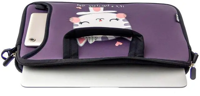 Alt view image 5 of 7 - 10 inch Messenger Bag Carrying Case Sleeve with Handle Accessory Pocket Fits 7 to 10-Inch Laptops/Notebook/ebooks/Kids Tablet/Pad (7-10.2 inch, Cute Cat)