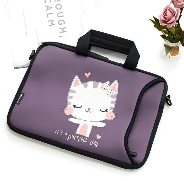 Alt view image 7 of 7 - 10 inch Messenger Bag Carrying Case Sleeve with Handle Accessory Pocket Fits 7 to 10-Inch Laptops/Notebook/ebooks/Kids Tablet/Pad (7-10.2 inch, Cute Cat)