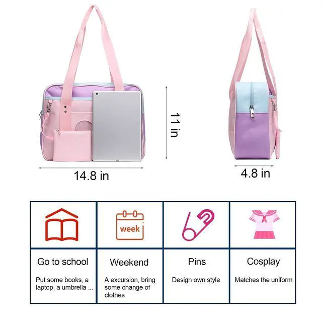 Alt view image 5 of 6 - Kawaii Ita Bag Japanese School Bag Cute Tote Bag Large Shoulder Anime Heart Purse