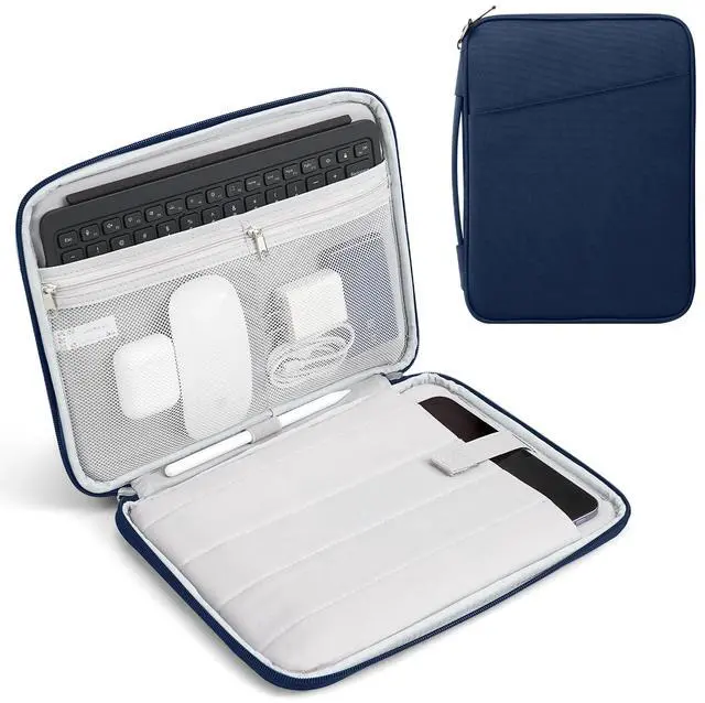 Main image of 9-11" Tablet Sleeve Bag for iPad 11-inch A16 2025, iPad 10.9"/10.2"| Air 11 Inch/5th/4th Gen. 10.9", Galaxy Tab A9+/A11Plus 11", Protective Bag with Pockets, Indigo