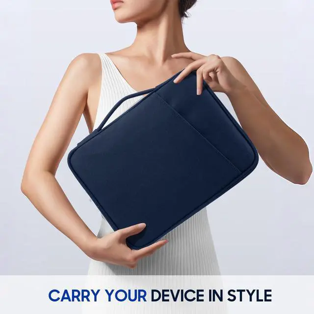 Alt view image 3 of 7 - 9-11" Tablet Sleeve Bag for iPad 11-inch A16 2025, iPad 10.9"/10.2"| Air 11 Inch/5th/4th Gen. 10.9", Galaxy Tab A9+/A11Plus 11", Protective Bag with Pockets, Indigo