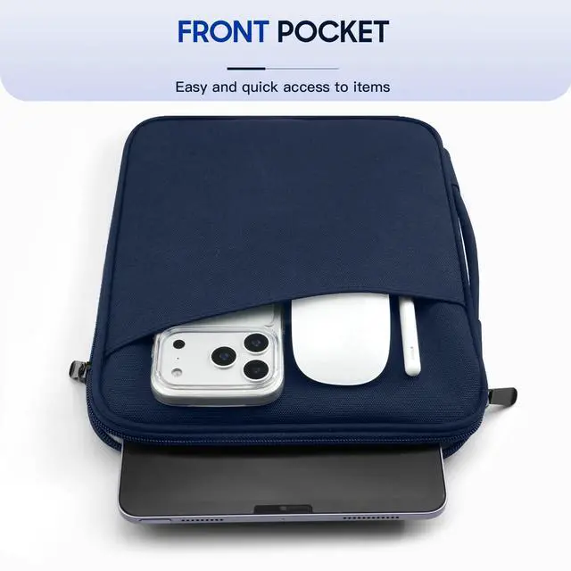 Alt view image 6 of 7 - 9-11" Tablet Sleeve Bag for iPad 11-inch A16 2025, iPad 10.9"/10.2"| Air 11 Inch/5th/4th Gen. 10.9", Galaxy Tab A9+/A11Plus 11", Protective Bag with Pockets, Indigo