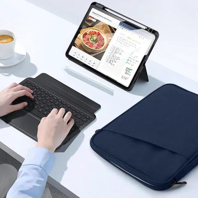 Alt view image 7 of 7 - 9-11" Tablet Sleeve Bag for iPad 11-inch A16 2025, iPad 10.9"/10.2"| Air 11 Inch/5th/4th Gen. 10.9", Galaxy Tab A9+/A11Plus 11", Protective Bag with Pockets, Indigo