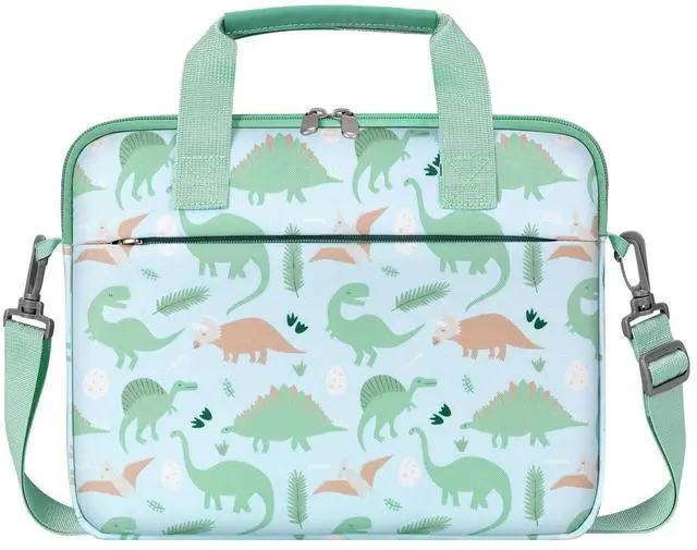Main image of Tablet Bag for Kids, 12.5 Inch Portable Tablet Sleeve Carrying Case with Handle & Shoulder Strap, Fits Fire HD 10 Kids (Pro) 13th/11th Gen 2023/2021, Fire Max 11 13th Gen, Green Dinosaur