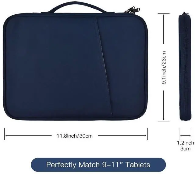 Alt view image 2 of 6 - 9-11 Inch Tablet Sleeve Bag for iPad Pro 11 M5 M4/Air 11 M2 M3 M4,Samsung Galaxy Tab A9+ S11 S9/S8 Ultra 11"/A8/S7/A7/S6 Lite 10.4"/S5e,iPad Air 5 4 10.9"/Air 2 9.7"/iPad 9 8 10.2" Pouches Case-Blue