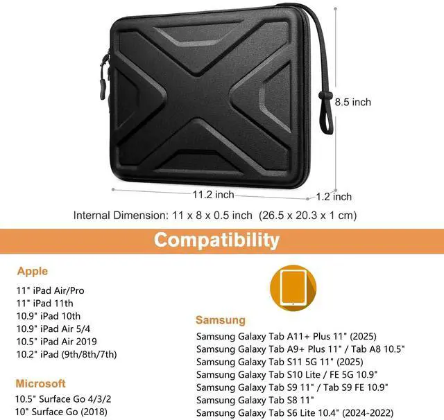 Alt view image 2 of 7 - Hard Shell Tablet Sleeve Case for 2026 iPad Air 11-inch (M4/M3/M2) & iPad (A16) 11th 2025, 11 Inch Pro M5/M4, 10.9"/10.2" i-Pad 10/9th Gen, 10.9" i-Pad Air 5/4th, Tablet Carrying Sleeve
