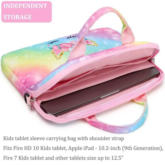 Alt view image 3 of 7 - Kids Tablet Carrying Bag, 10-12.5 Inch Tablet Sleeve Bag with Shoulder Strap, Unicorn