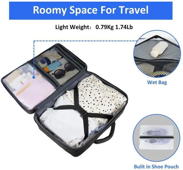 Alt view image 5 of 7 - Travel Laptop Backpack for Men Women, Airplane Approved Travel Backpack Suitcase with Water Bottle Pocket, Lightweight College 35l Luggage Bag 15.6inch Laptop Mochila Gifts for Business,Black