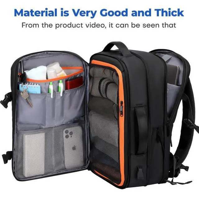 Alt view image 2 of 6 - Carry On Travel Backpack for Airplanes | 35L Suitcase Backpack Luggage Business Weekender Bag - Expandable Travel Carry On Flight Approved for Men Women - Black