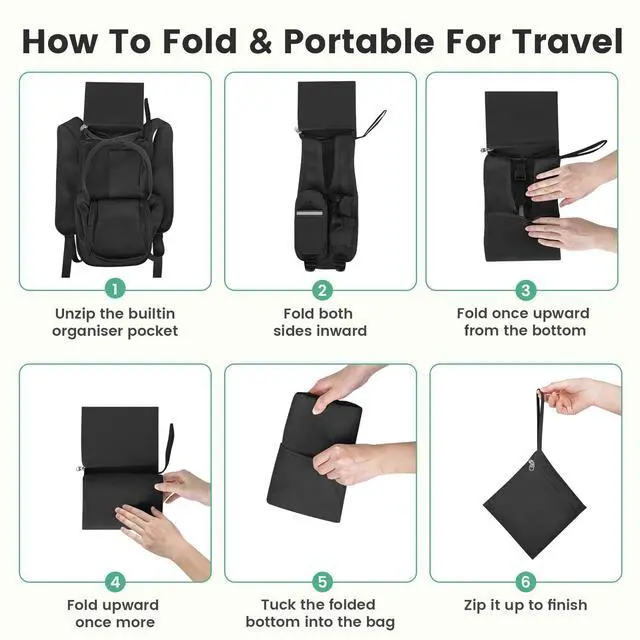 Alt view image 7 of 7 - Small Hiking Backpack 15L- Lightweight Packable Foldable Backpack for Travel Camping Outdoor Commute, Compact Rucksack for Women Men(Black)