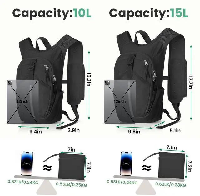 Alt view image 5 of 7 - Small Hiking Backpack 15L- Lightweight Packable Foldable Backpack for Travel Camping Outdoor Commute, Compact Rucksack for Women Men(Black)