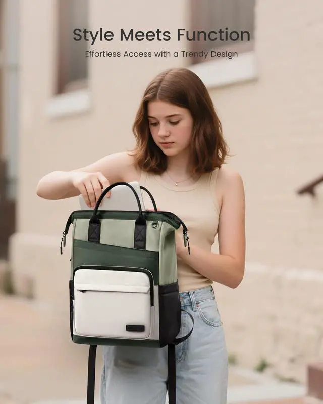 Alt view image 2 of 7 - Laptop Backpack for Women, 15.6 Inch Travel Backpack for Work College Business, Water Resistant Teacher Nurse Bag with Large Capacity, School Bookbag Bags Cute Daypack for Woman Girls
