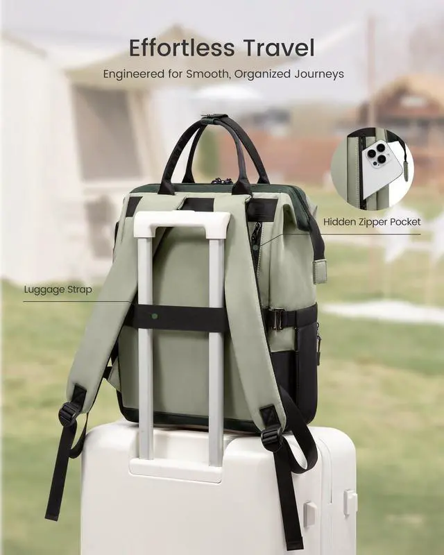 Alt view image 6 of 7 - Laptop Backpack for Women, 15.6 Inch Travel Backpack for Work College Business, Water Resistant Teacher Nurse Bag with Large Capacity, School Bookbag Bags Cute Daypack for Woman Girls