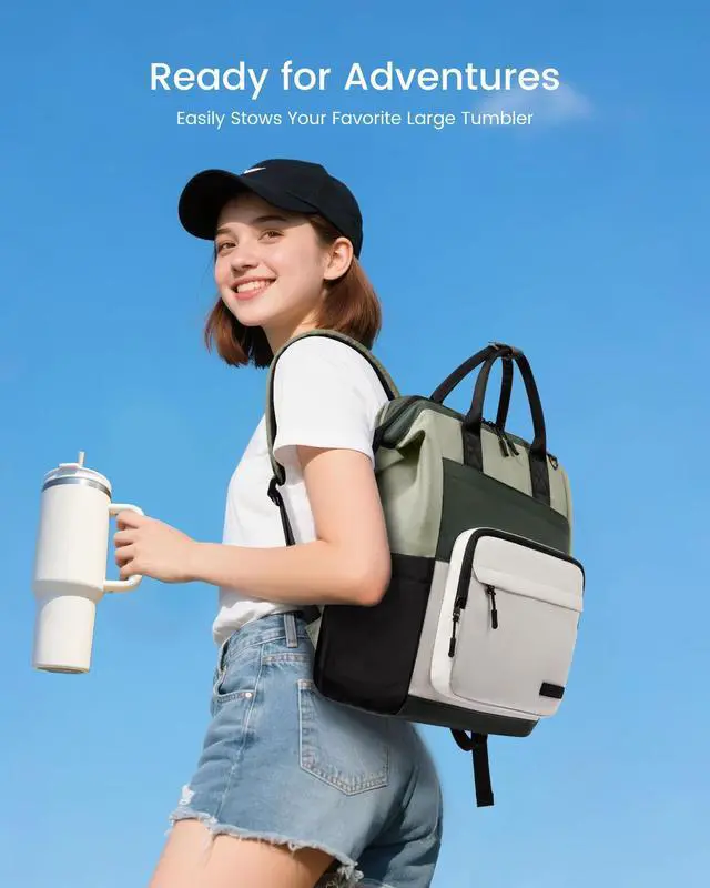 Alt view image 5 of 7 - Laptop Backpack for Women, 15.6 Inch Travel Backpack for Work College Business, Water Resistant Teacher Nurse Bag with Large Capacity, School Bookbag Bags Cute Daypack for Woman Girls