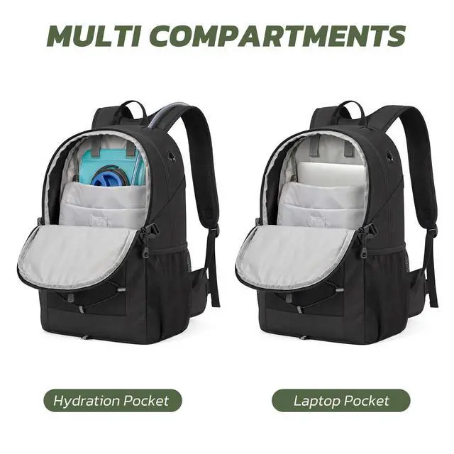 Alt view image 5 of 6 - Hiking Travel Backpack for Men Women 25L - Small Lightweight Waterproof Outdoor Camping Backpack/Day Pack, Hiking Daypack with Hydration System for Hiking, Travel, Sports, Running, Biking