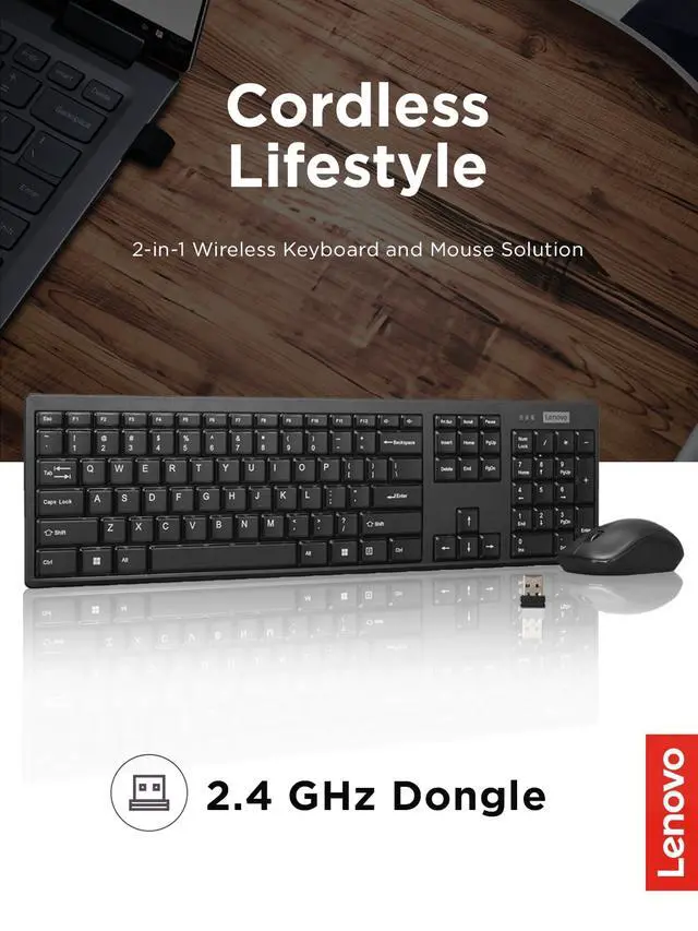 Alt view image 2 of 6 - 100 Wireless Keyboard and Mouse Combo Cordless Set with Spill Resistant Quiet Keys 3-Zone Keyboard - Ambidextrous Mouse Compact Design Wireless USB -Black