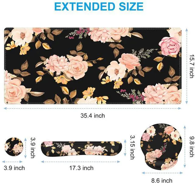 Alt view image 2 of 7 - Desk Mat, Gaming Mouse Pad Wrist Support Set,4in1 XXL Large Mousepad + Keyboard Wrist Rest+Mouse Wrist Rest+Coaster Set with Ergonomic Design for Home Office Table Computer-Penoy