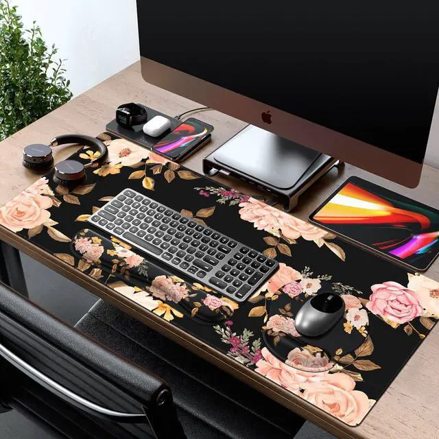 Alt view image 7 of 7 - Desk Mat, Gaming Mouse Pad Wrist Support Set,4in1 XXL Large Mousepad + Keyboard Wrist Rest+Mouse Wrist Rest+Coaster Set with Ergonomic Design for Home Office Table Computer-Penoy