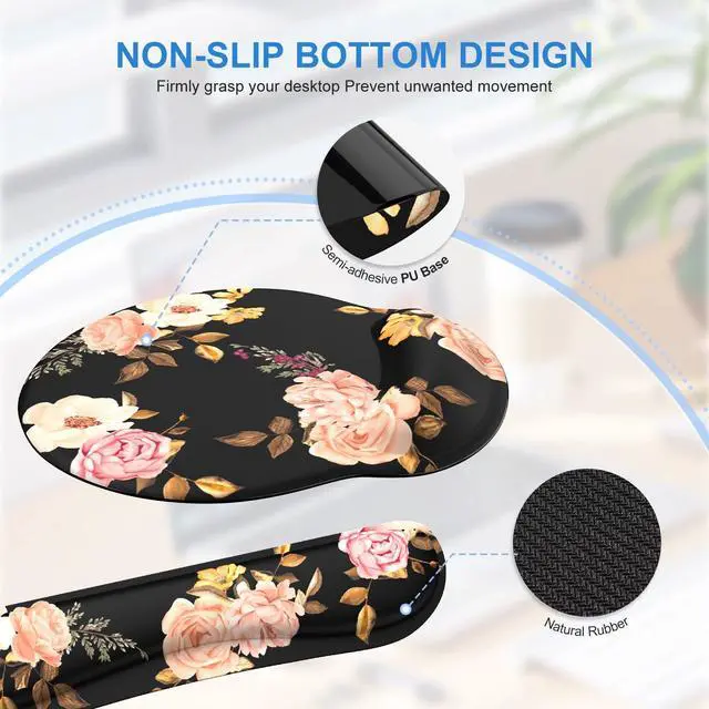 Alt view image 6 of 7 - Desk Mat, Gaming Mouse Pad Wrist Support Set,4in1 XXL Large Mousepad + Keyboard Wrist Rest+Mouse Wrist Rest+Coaster Set with Ergonomic Design for Home Office Table Computer-Penoy
