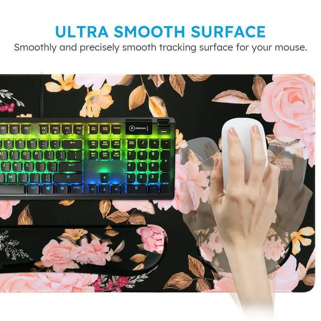 Alt view image 4 of 6 - Keyboard Mouse Pad Set,Extended Gaming Mouse Pad + Keyboard Wrist Rest Support, Memory Foam, Easy Typing Pain Relief, 3Pcs (35.4×15.7 in) Large Ergonomic XXL Thick Mousepad Desk Mat