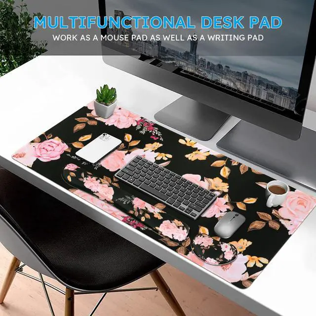 Alt view image 6 of 6 - Keyboard Mouse Pad Set,Extended Gaming Mouse Pad + Keyboard Wrist Rest Support, Memory Foam, Easy Typing Pain Relief, 3Pcs (35.4×15.7 in) Large Ergonomic XXL Thick Mousepad Desk Mat