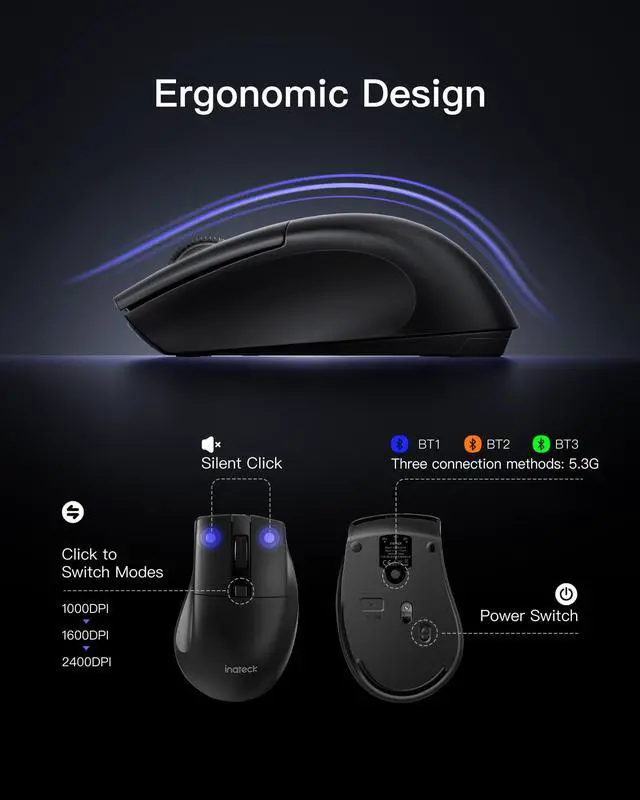 Alt view image 4 of 7 - Wireless Keyboard Mouse Set, QWERTZ Wireless Keyboard in Full Size, 3 Bluetooth, with Wrist Rest, AI Function, Silent Keyboard for Mac, Windows, Laptop, PC, Smart TV, KB06006