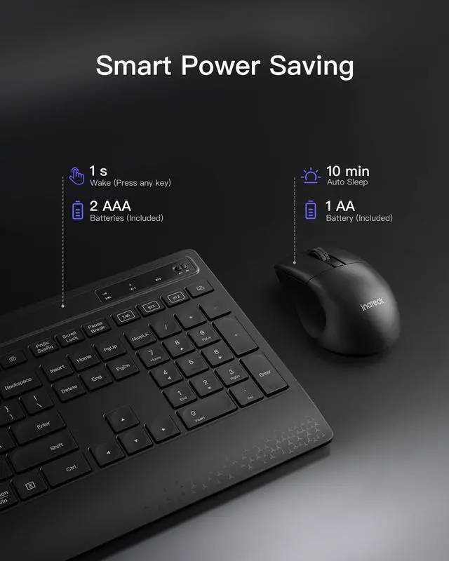 Alt view image 7 of 7 - Wireless Keyboard Mouse Set, QWERTZ Wireless Keyboard in Full Size, 3 Bluetooth, with Wrist Rest, AI Function, Silent Keyboard for Mac, Windows, Laptop, PC, Smart TV, KB06006