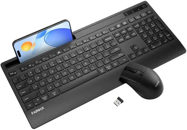 Main image of Wireless Keyboard Mouse Set, QWERTZ Wireless Keyboard in Full Size, 3 Bluetooth, with Wrist Rest, AI Function, Silent Keyboard for Mac, Windows, Laptop, PC, Smart TV, KB06006