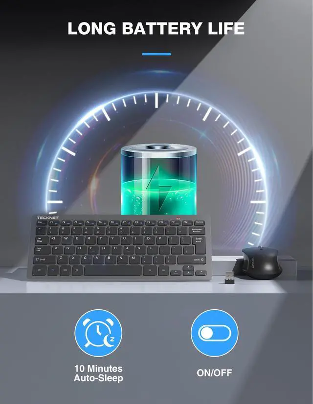 Alt view image 6 of 6 - Wireless Keyboard and Mouse Combo, Mini Cordless Computer Keyboard and Mouse Set 2.4GHz, Silent Adjustable 1600 DPI, Quiet Click, Lag-Free for Computer, Laptop, PC, Windows, Mac, Chrome OS(GS)